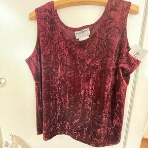 MIDYAT tank top in  burgundy, women SIZE XL. crushed velour VINTAGE with tag.